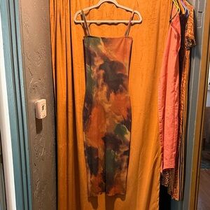 Tie-Dye camo Bodycon knit Midi Dress